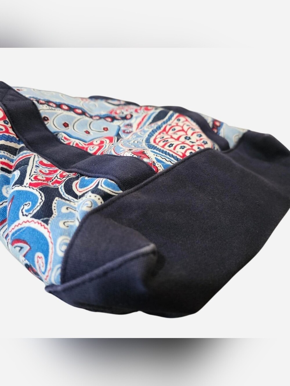 Printed Canvas Tote Bag with Navy Trim - Blue & Red - Picture 5 of 6